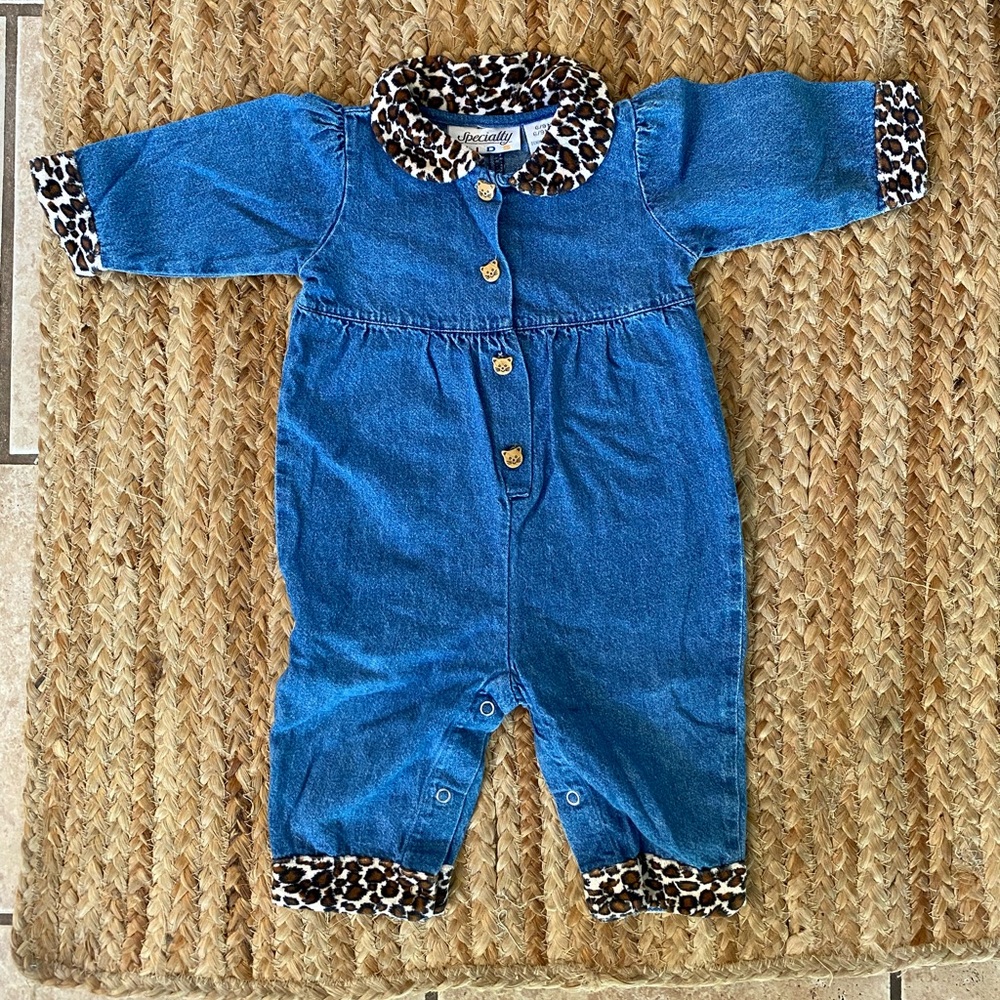 Vintage baby jean romper 6-9m